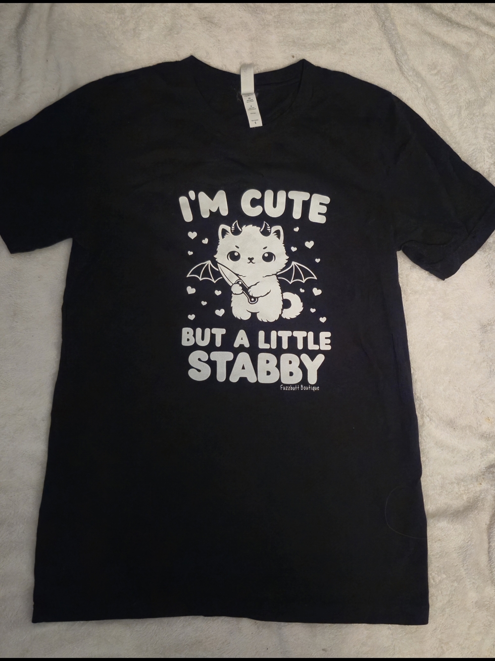 Bella Canvas Black Graphic Tee - Cute Cat "I'm Cute But A Little Stabby"